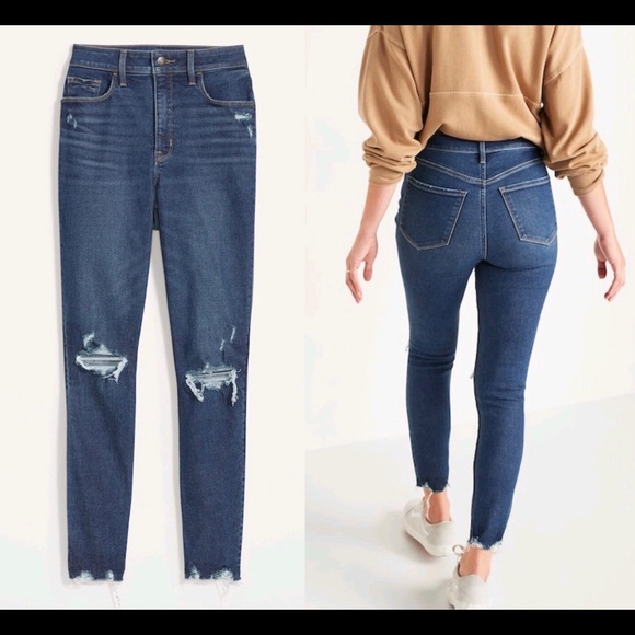 NEW Rockstar 360 Stretch Super Skinny Ripped Ankle Jeans Blue Size 0 Waist 25 - Picture 1 of 16